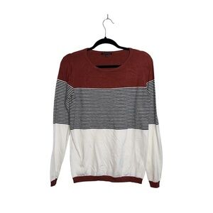 Staccato Striped Color Block Sweater Rust Orange White Black Small Women’s
